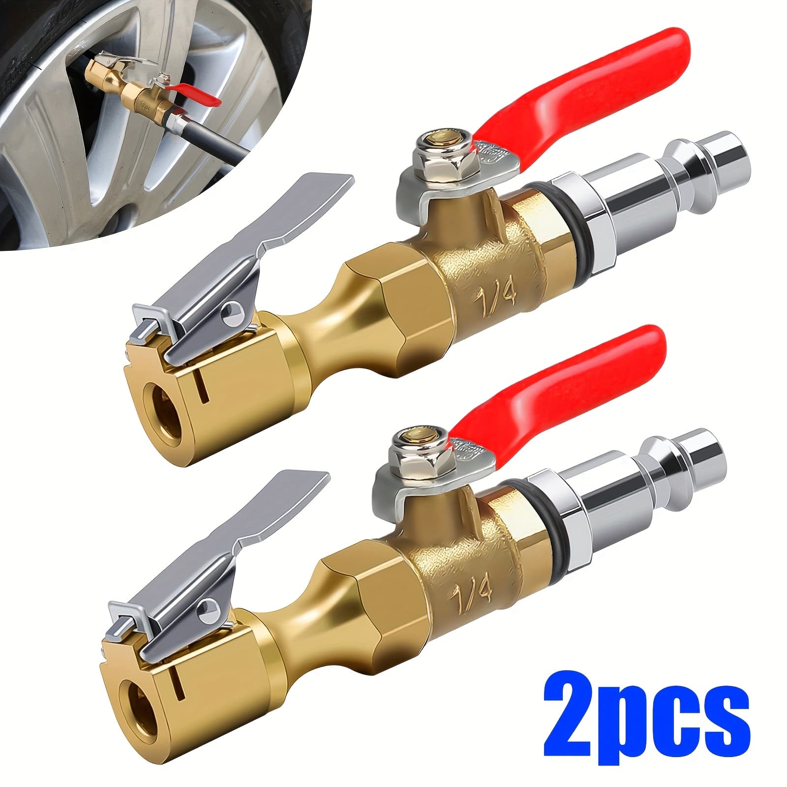 TEMU Heavy Duty Tire Quick Inflation , Ball Valve Switch, Air With Clip, Npt Quick Connectors, Automotive Tools, Durable Nozzle, , Air Pump Nozzle, Air For Tires