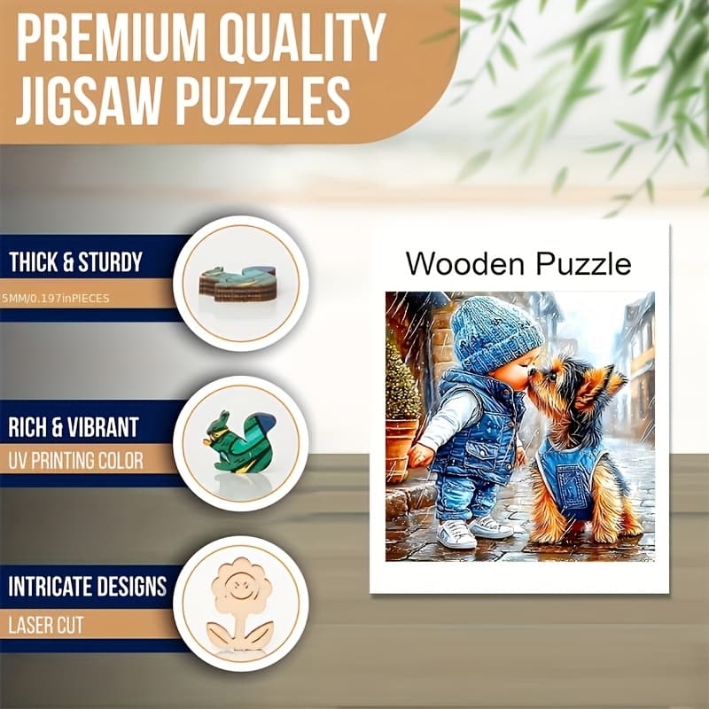 TEMU 501 Unique Wooden Jigsaw Puzzle Featuring Puppies , Interactive , Non-traditional Animal Puzzle, Gift Puzzle For Adults, Perfect For Halloween And Christmas, Local