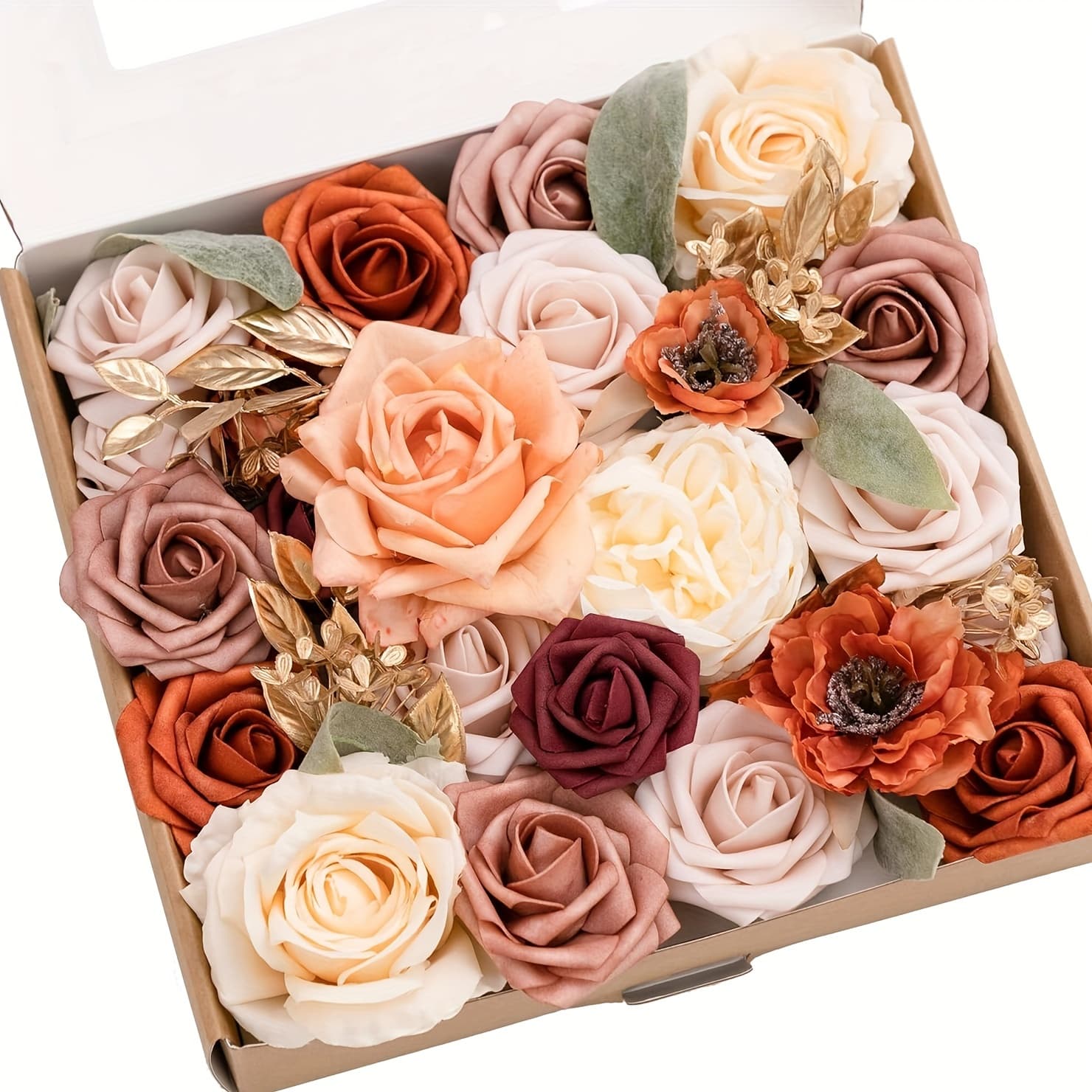 TEMU Ausogo Artificial Rose Set For Diy Wedding, Centerpiece & Home Decor - Plastic Flowers For Halloween, Harvest, Fall, Valentine's Day - Tabletop Floral Arrangement