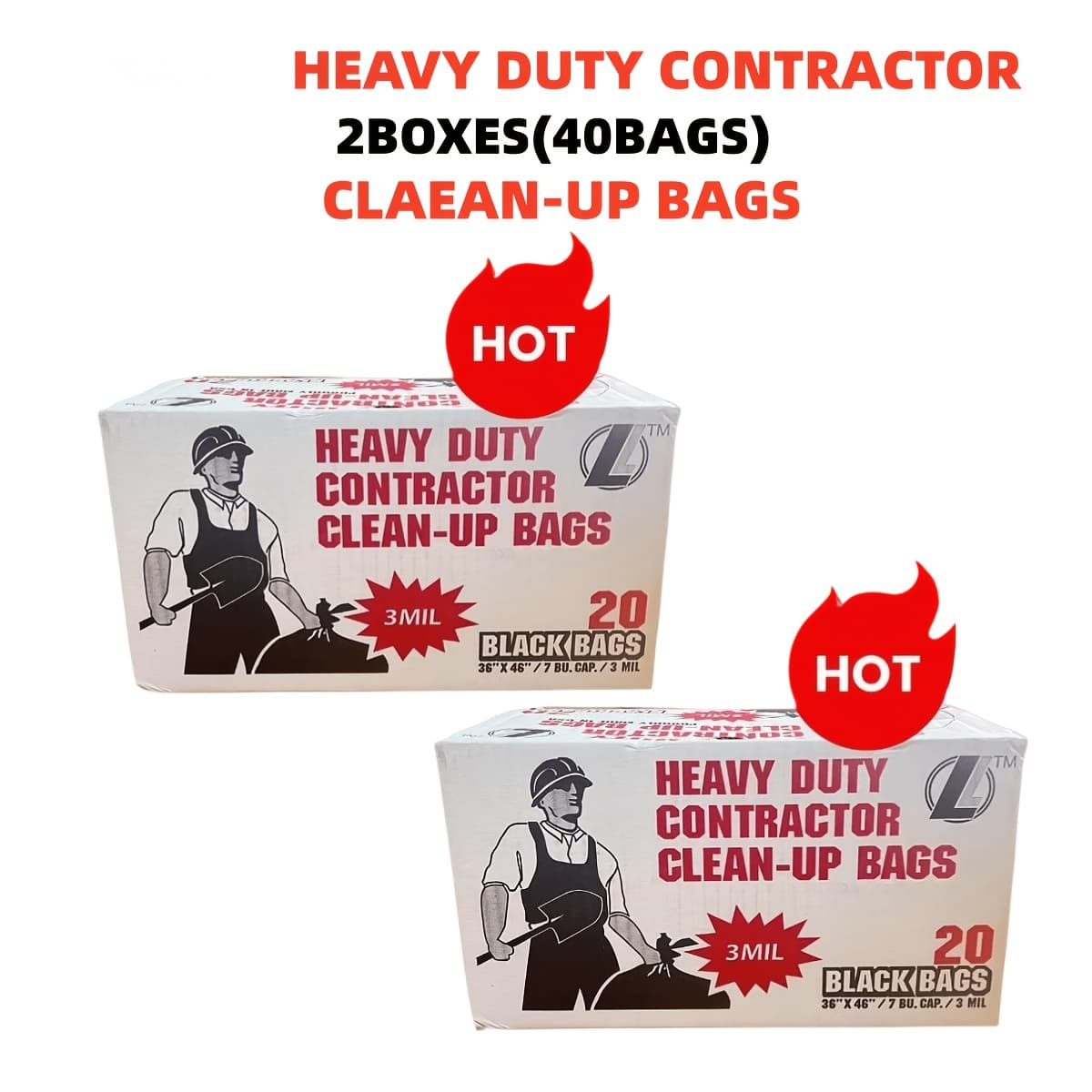 TEMU 2boxes (40 Bags) Count 36inch X 46inch Large Garbage Bags, Of Holding 100 Lbs/ 45 Kg - Tear-resistant And Puncture-proof, With A 3-mil Thick Plastic Construction, Suitable For Construction Sites,