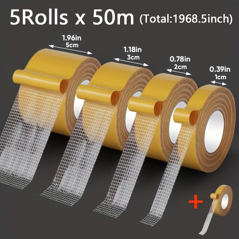 TEMU 5 Rolls Of Double-sided Tape With Total Length Of 50m, Strong Adhesive, Suitable For Home Decoration, Craft Making, Office Fixing, Balloon And Wallpaper Multi-functional Installation Tape