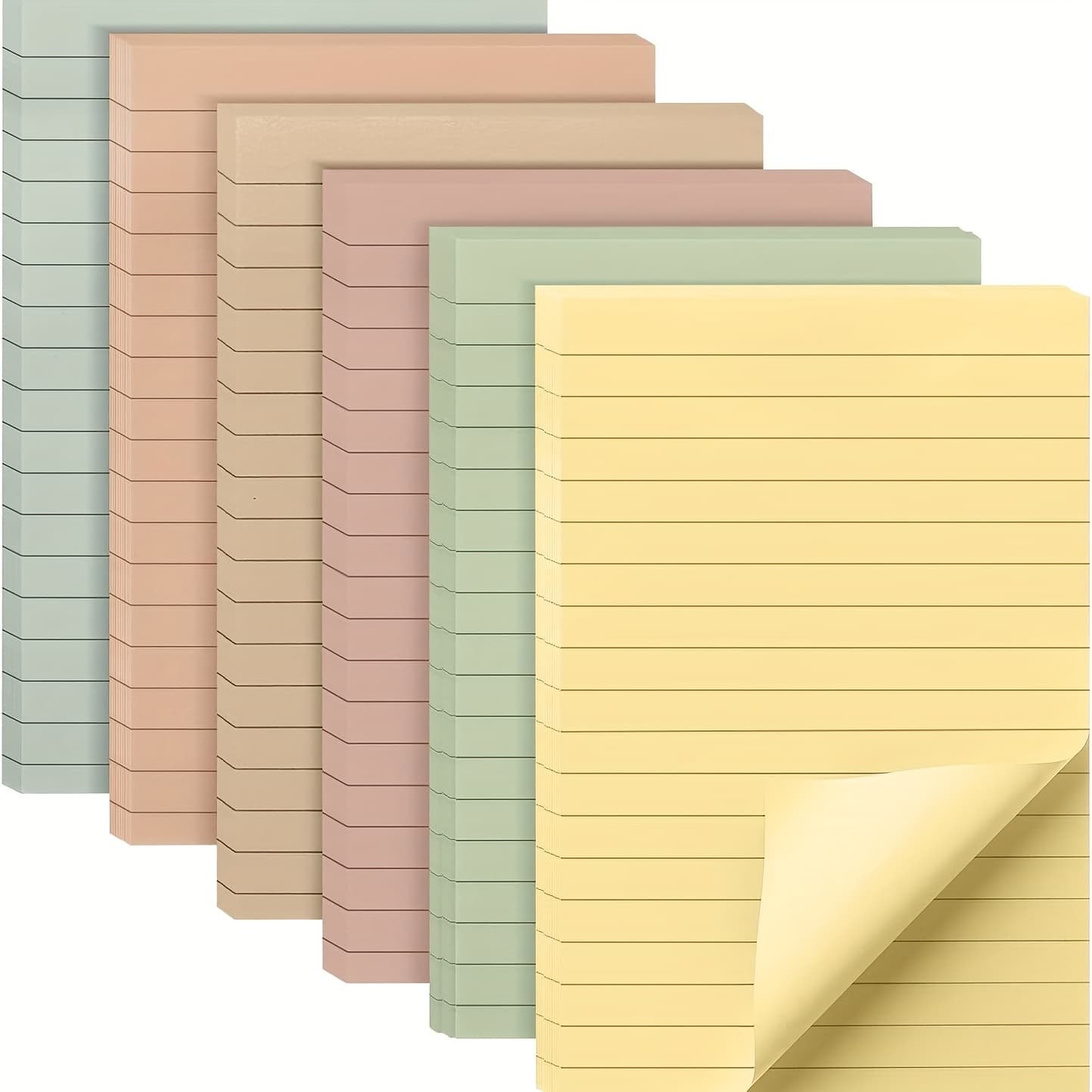 TEMU Random 80 Pages/2pack Lined Sticky Notes 4x6in Post Sticky Notes With Lines, Bright Colors Large Ruled Post Sticky Colorful Super Sticking Power Pads, For Office, Home
