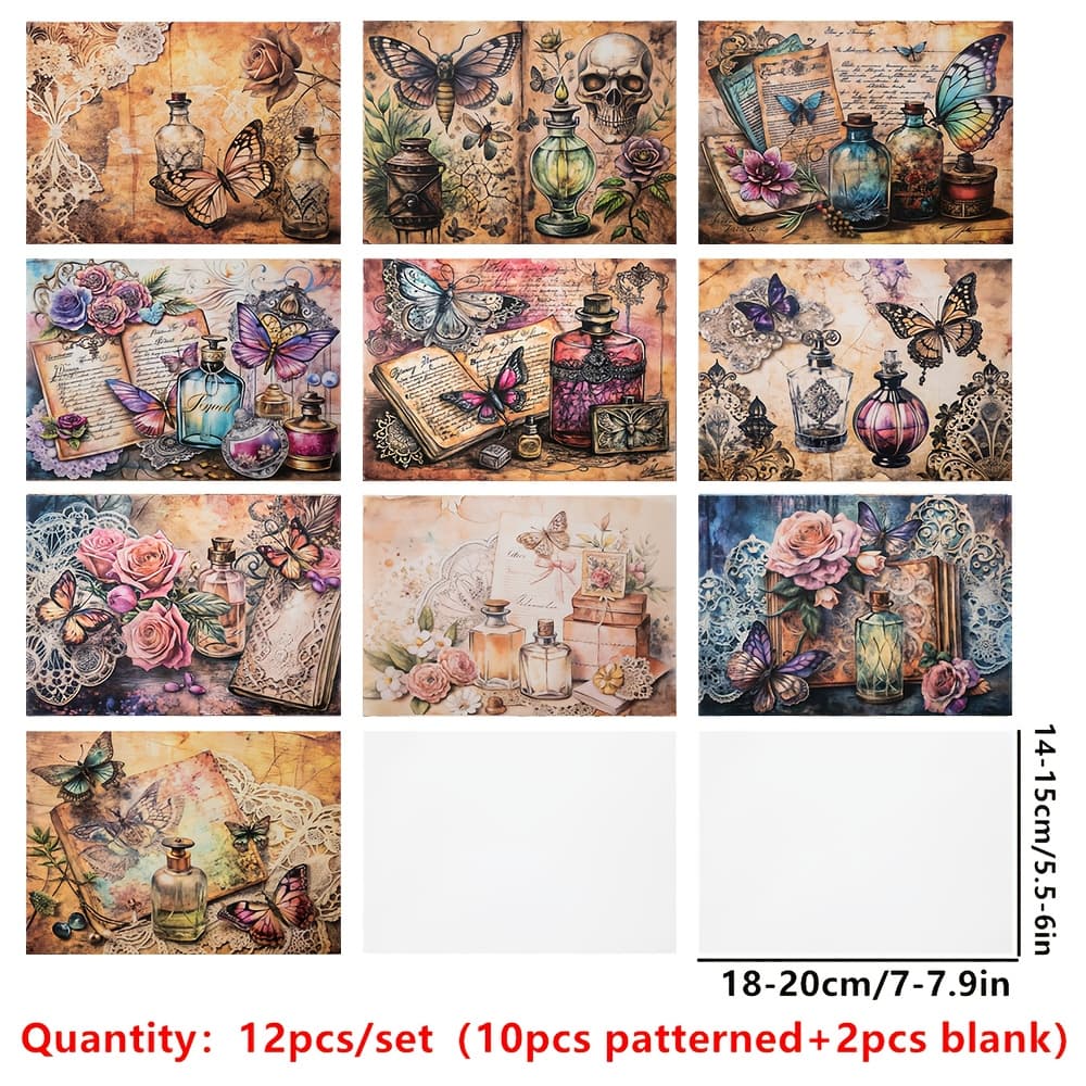 TEMU 12pcs Premium Flower Translucent Vellum Paper Decorative Paper Ledger Background Paper Diy Junkjournal Material Paper Envelope Greeting Card Ledger Decorative Paper