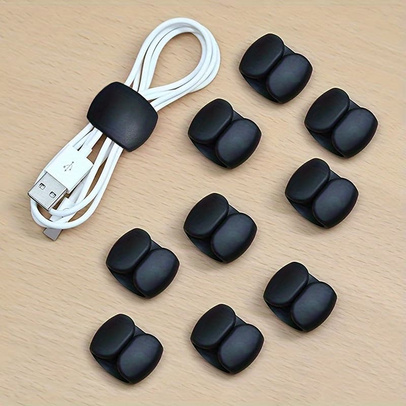 TEMU 10pcs Cable Organizer Clips For Charging & Earphone Cords - Plastic, -free Storage Solution
