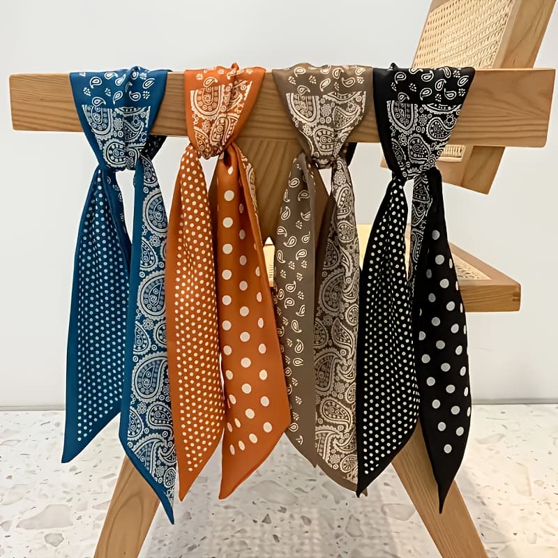 TEMU 4 Colors, Each Featuring A Stylish Flower Ribbon, A Versatile Decorative Scarf, And A Long Double-sided Scarf For Tying In Hair