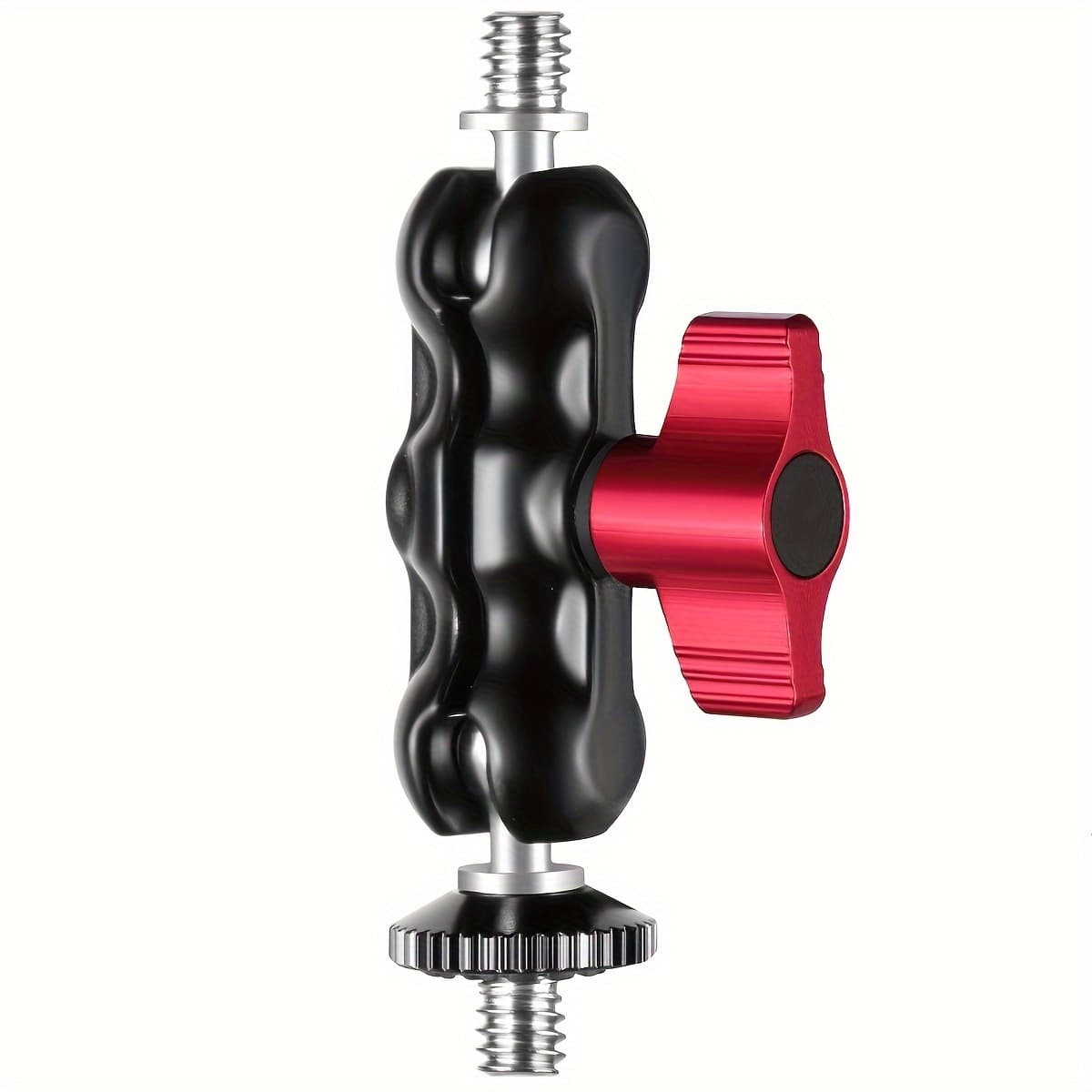 TEMU Double Ball Head With Shoe Mount And 1/4-inch Screw, For Dslr Camera/ On-camera Monitor/ Video Light, Multi-functional Portable Durable Aluminum Alloy