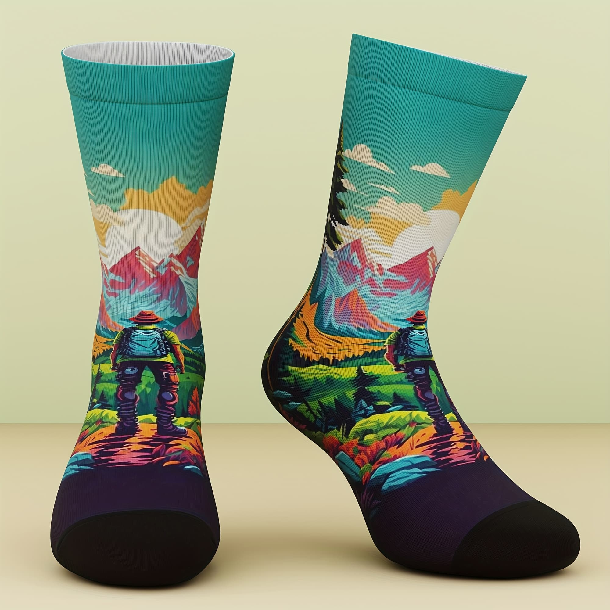 TEMU 1 Pair Of Unisex Socks, Fun Patterns, Trendy And , Suitable For Outdoor Sports, Comfortable And Breathable, For All , Sock Gift, 3d Digital Printing