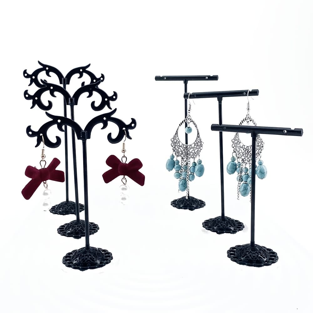 TEMU Set Of 6 Hook-shaped Black Earring Displays, A Multifunctional Iron Jewelry Holder For Petite Earrings, Measuring 3.9/4.7/5.5 Inches In Height