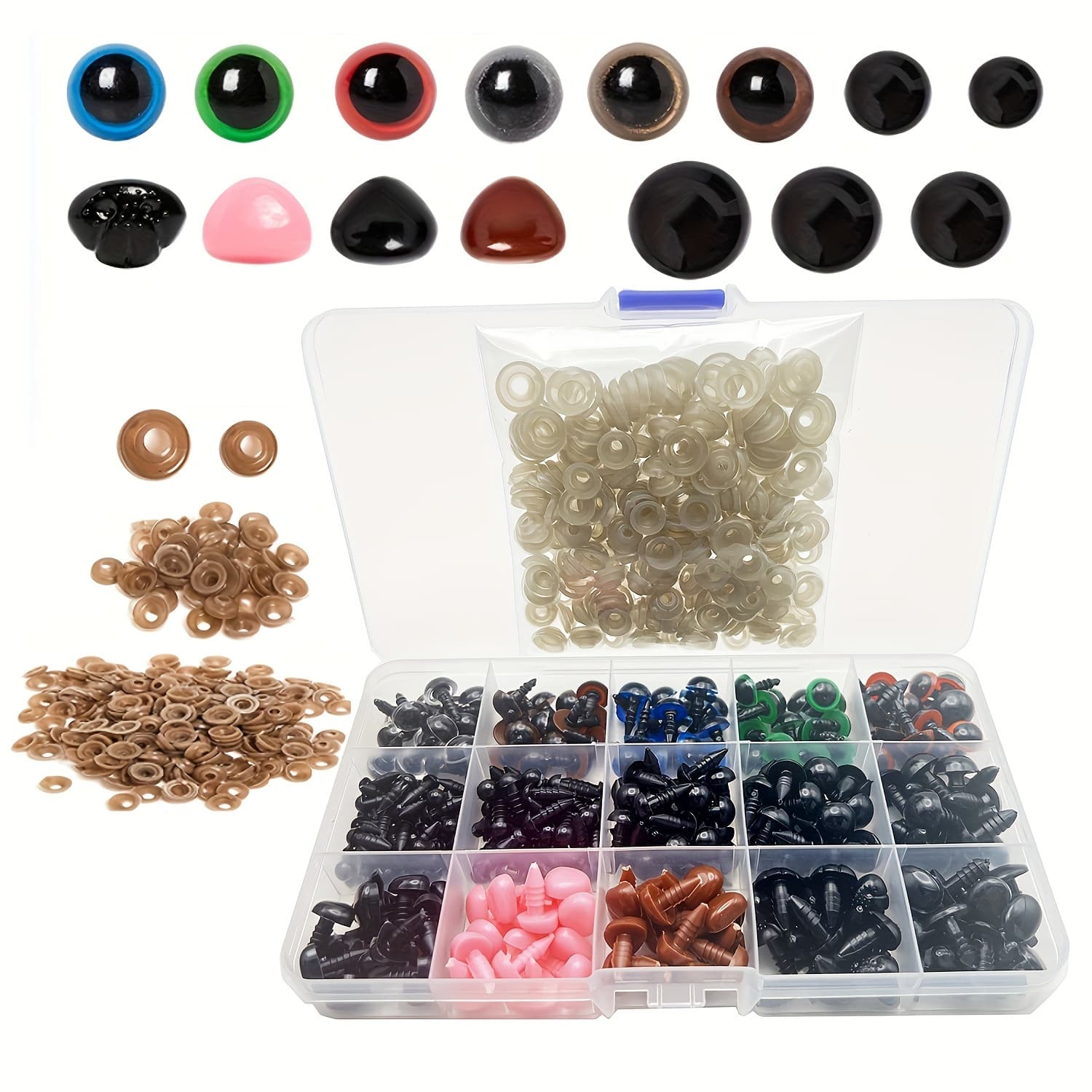 TEMU 558pcs Large Safety Eyes & Nose Set - Secure, Vibrant Washers For Stuffed Animals, Dolls & Puppets - Perfect Diy Craft Supplies, Assorted Colors