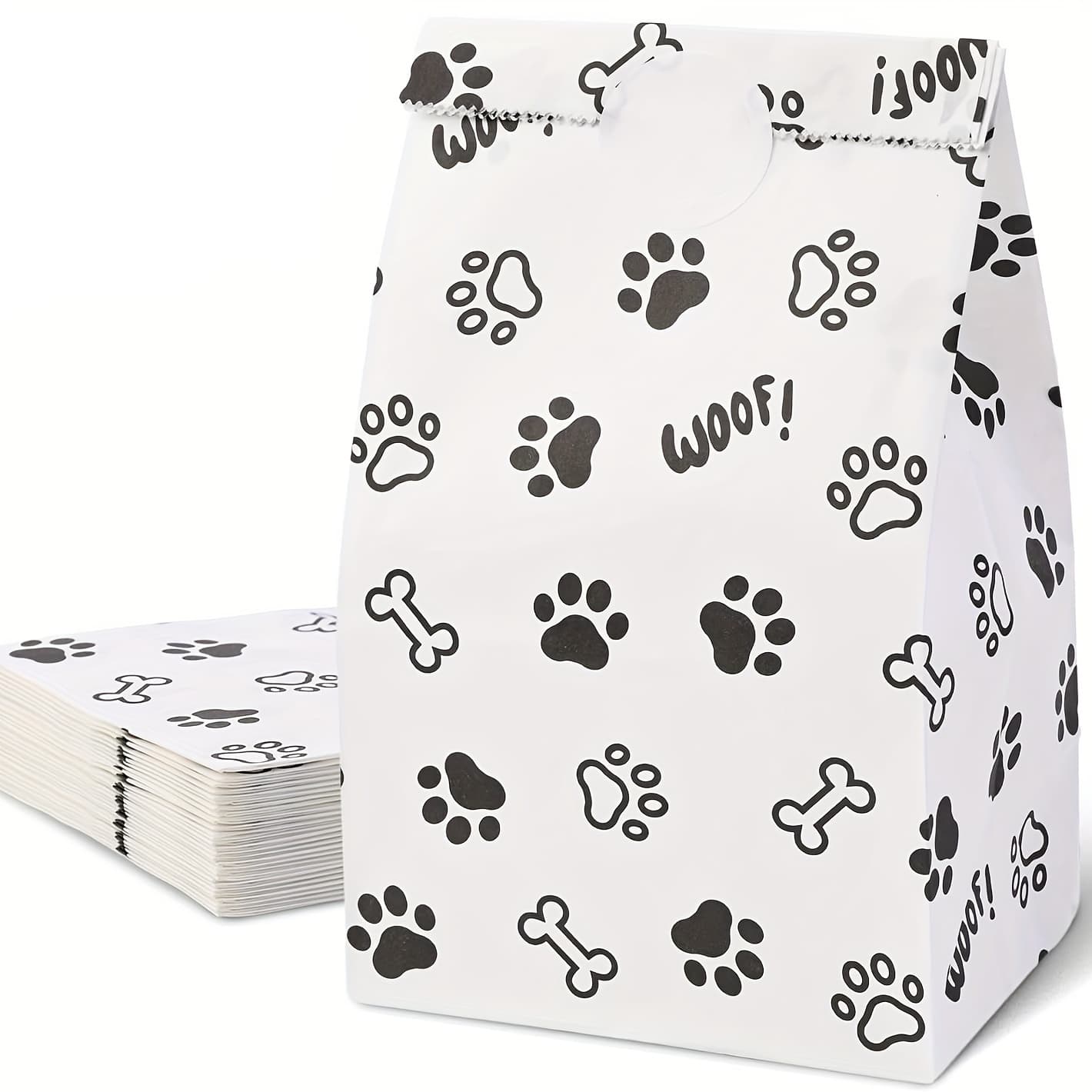 TEMU Dog : 12pcs Paw Print Gift Bags, High-quality Black & , Perfect For Party Favors And Presents, 8.7x4.7x3.1 Inches, Dog Theme Gifts