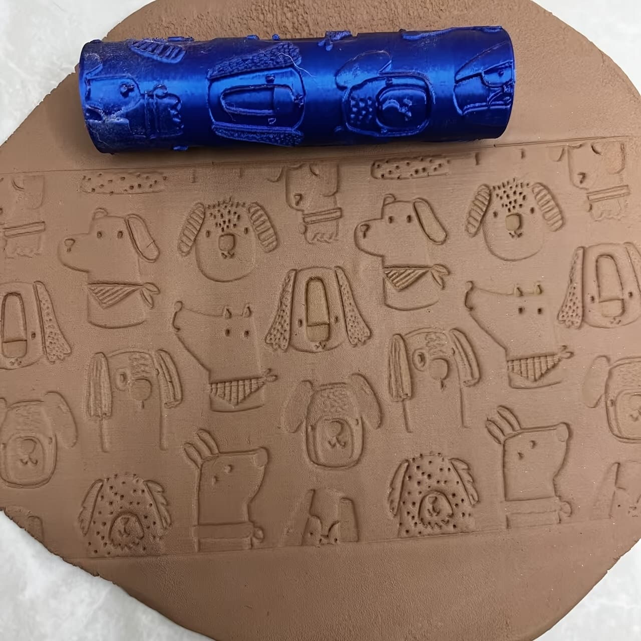 TEMU Premium Cute Dog Pattern Embossing Roller - Adorable Tool For Clay, Paper, Resin & Diy Projects | Reusable Handmade Theme Roller