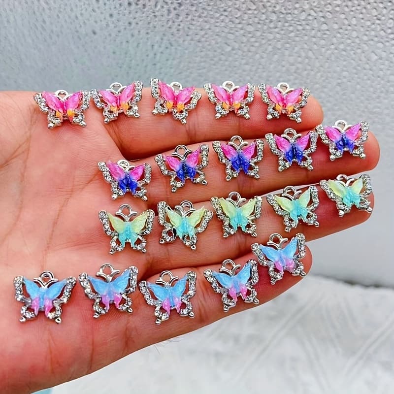 TEMU Vibrant And Sparkling Additions - Jewelry Crafting With Gradient For Necklaces, Bracelets, Footwear, And Bag Embellishments, Necklace Adornment, Whimsical Charm Creation, Intricate Details