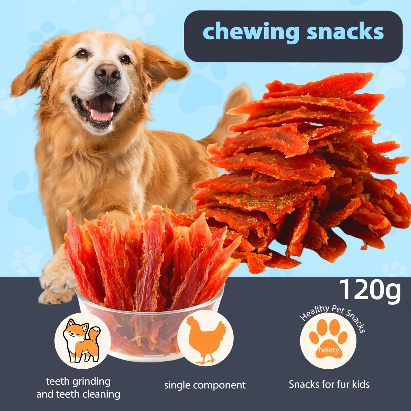 TEMU Mixed Flavors Chicken Jerky Duck Jerky Easy To Long-lasting Dog Chews, High Protein Perfect Training Reward Snacks For Small Medium And Large Dogs