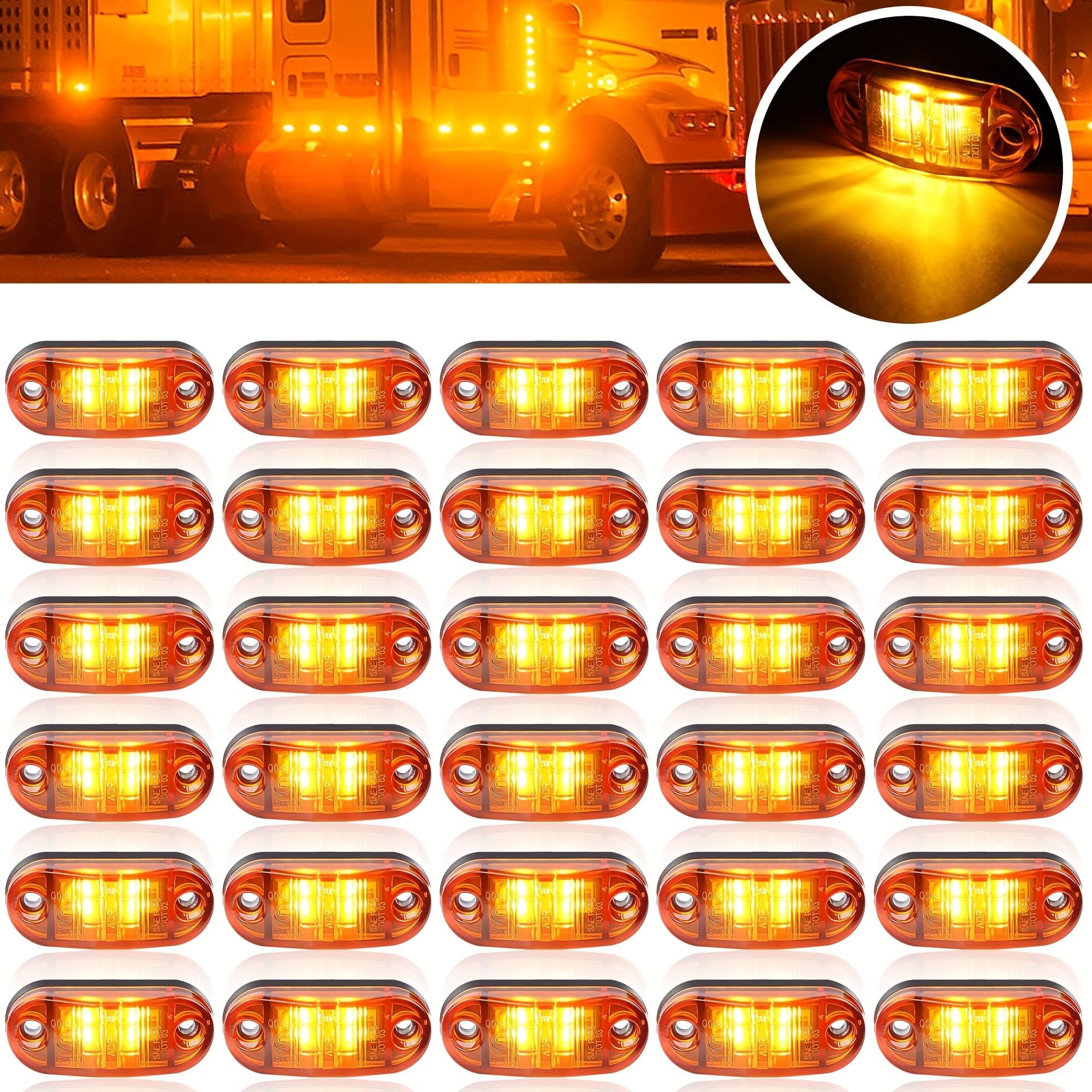 TEMU 30pcs New Upgraded 12v-24v Universal Led Front Rear Side Indicator Light For Truck Rv Boat, Without Battery 4-eds/pc Trailer Lighting, Marker Light
