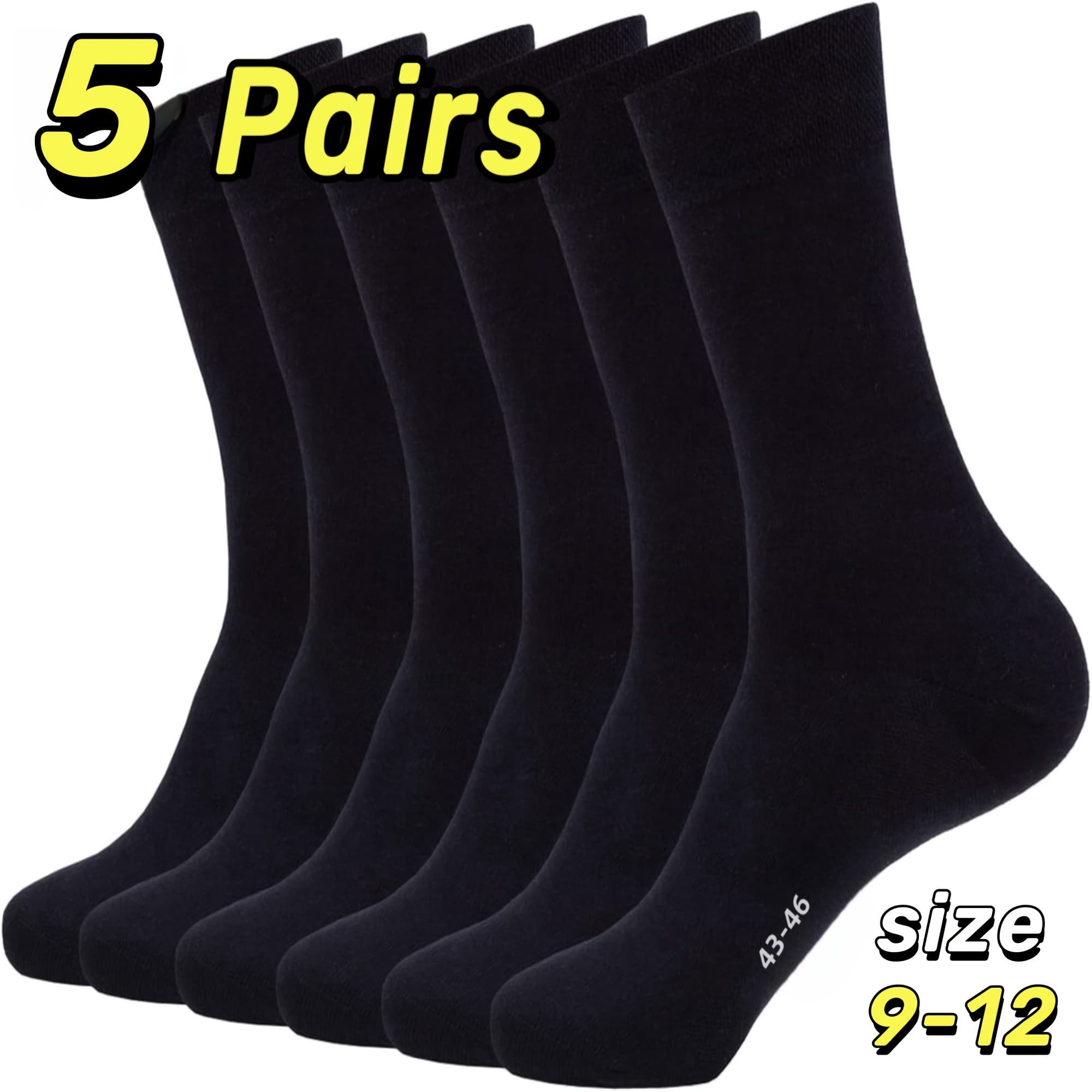 TEMU 1/5 Pairs Of Comfort & Performance: Breathable Elastic Crew Socks For -perfect For Outdoor Business And Leisure, Meeting, Formal Occasion
