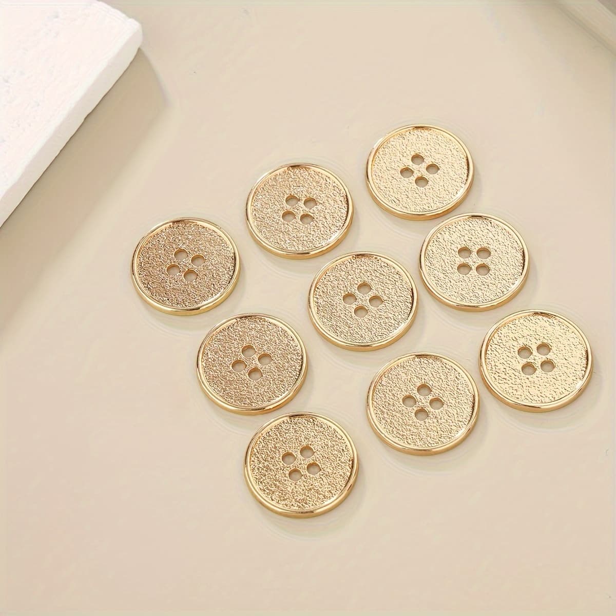 TEMU 9 Pieces Per Pack Of Golden Hemp Classic Round Four-eye Buttons, Suitable For Sweaters, Coats, Cashmere Outerwear, Suits, Shirt Cuffs, Versatile Decorative Buttons, Clothing Accessories