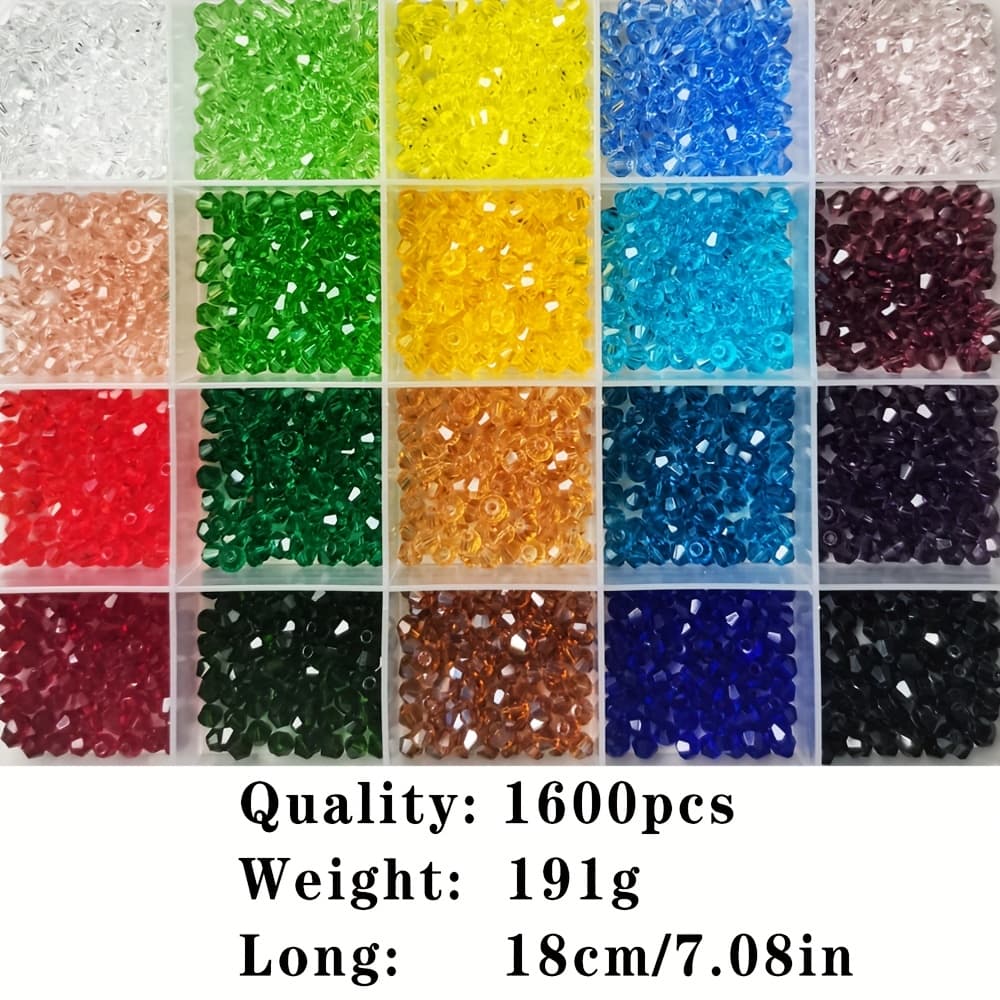 TEMU 1600pcs 4mm Glass Beads, 20 Colors For Diy Bracelet, Necklace, Jewelry Making Kits