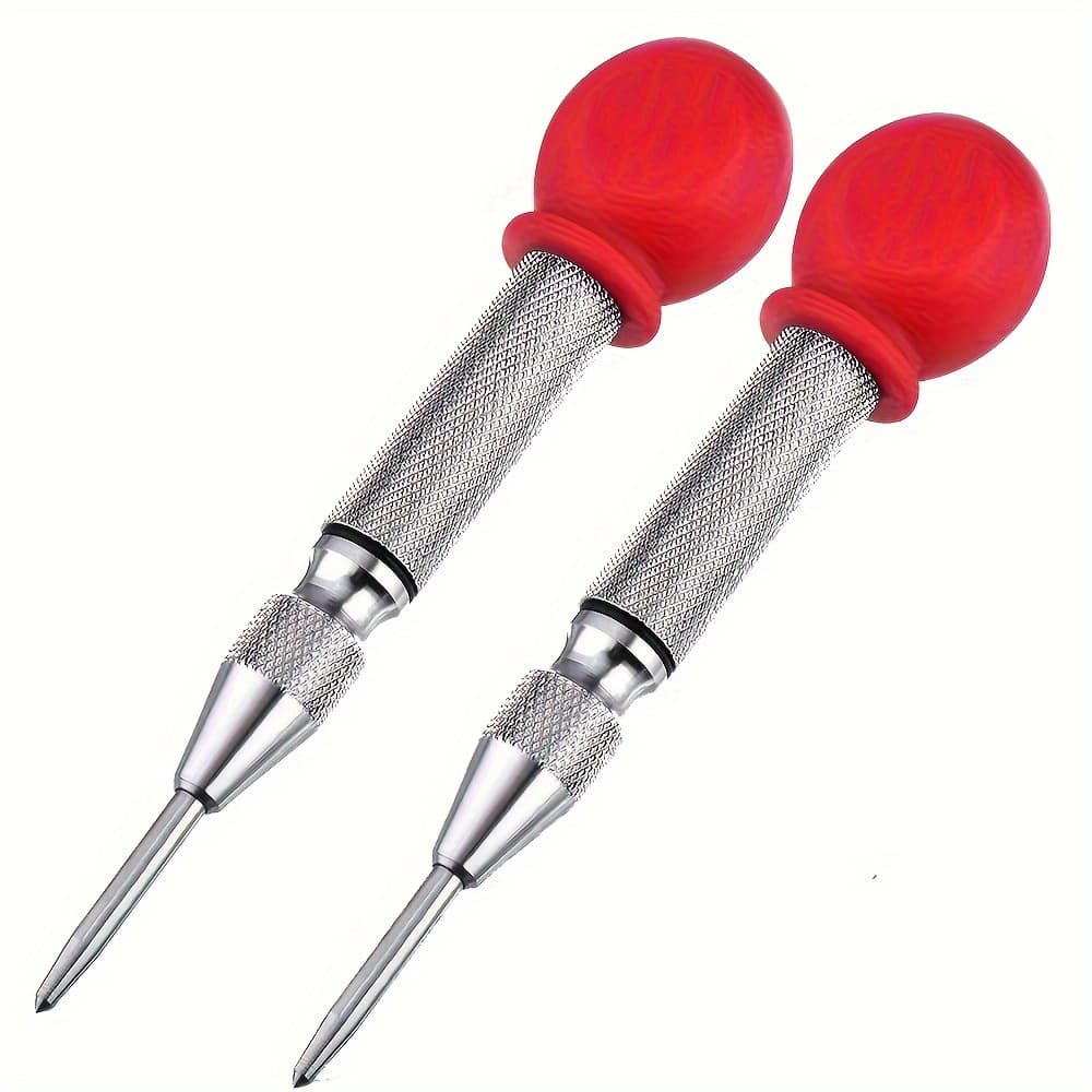TEMU 2pcs Automatic Center Punch, 5 Inch Heavy Duty Steel Spring Loaded Center Hole Punch With Adjustable Tension Punch Tool For Metal Plastic