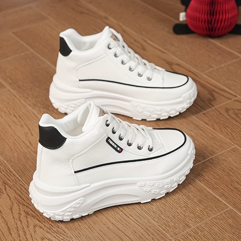 TEMU Autumn High Top Shoes Women's New Small White Shoes Casual Women's Shoes Thick Sole Show High Soft Sole Shoes, Women Shoes, Sneakers