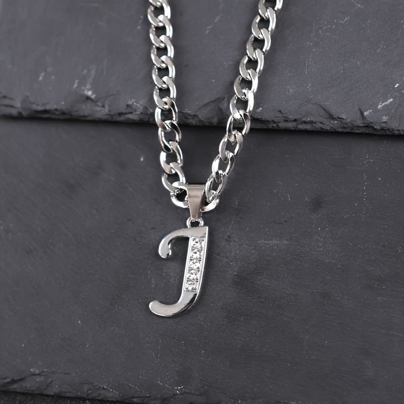 TEMU Men's Necklace With English Letters, A Personalized Rock And Hip-hop Cuban Chain, Easy And Versatile Trendy Style