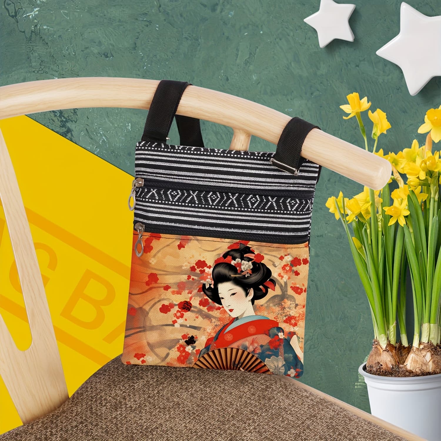 TEMU Unisex Printed Bag Featuring -e Of Japanese Women