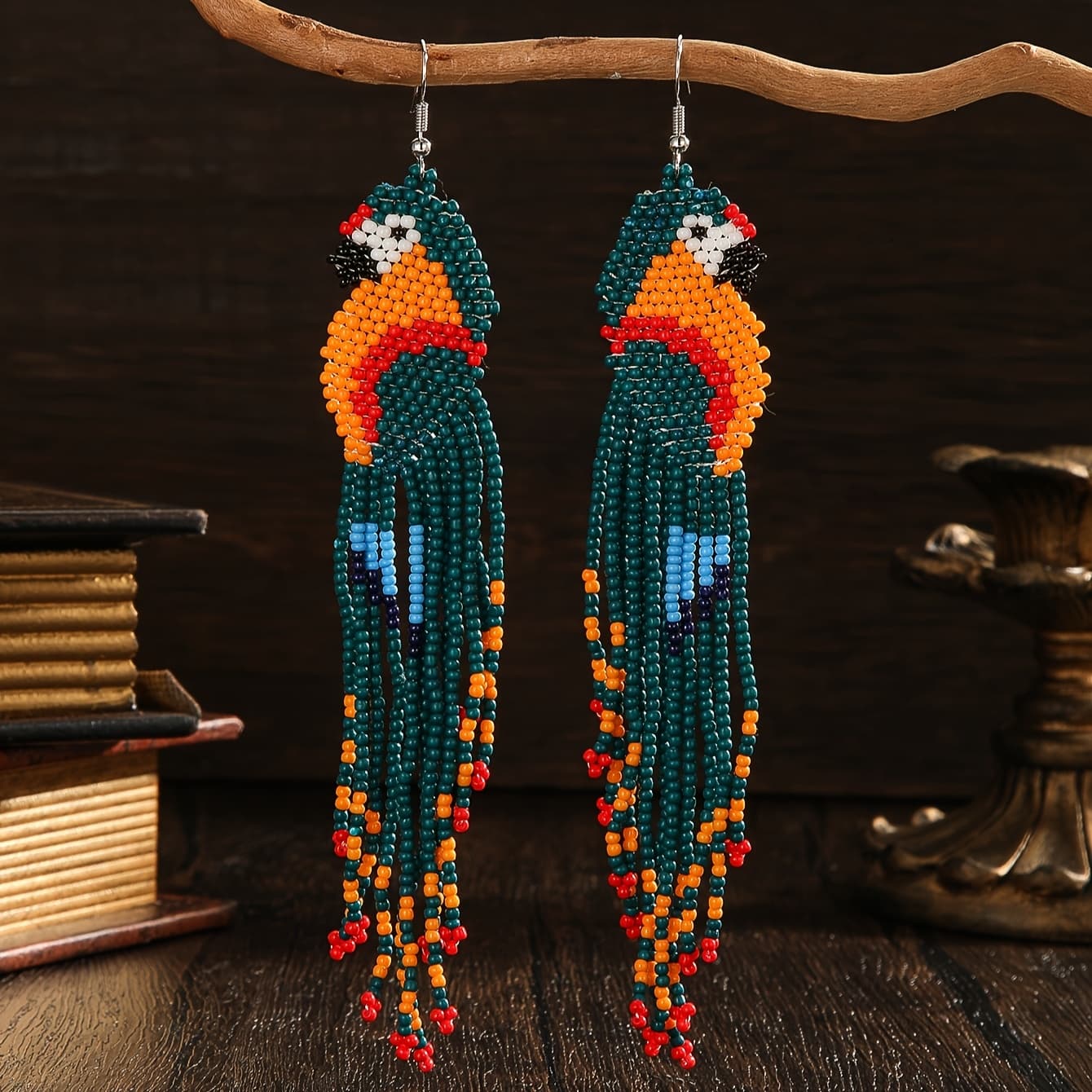 TEMU Handmade Beaded Earrings, Long Drop Dangle Earrings For Women, Multicolor Tassel And Braided Bohemian Style Western-, Casual Attire, Spring/ Look, Holiday Gifts For & Graduation Season