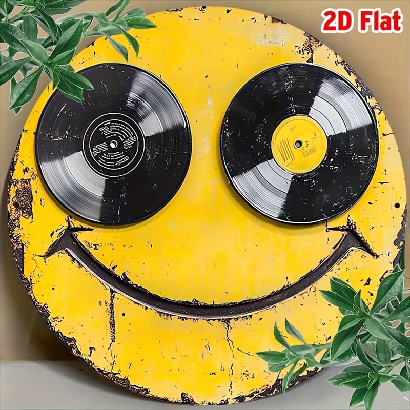 TEMU 2d Flat, 8x8 Inch Round Aluminum Wall Art - With , Decor, Pre-drilled Holes For Easy Hanging, Indoor/outdoor Use For Home, Cafe, Office, 2d Flat