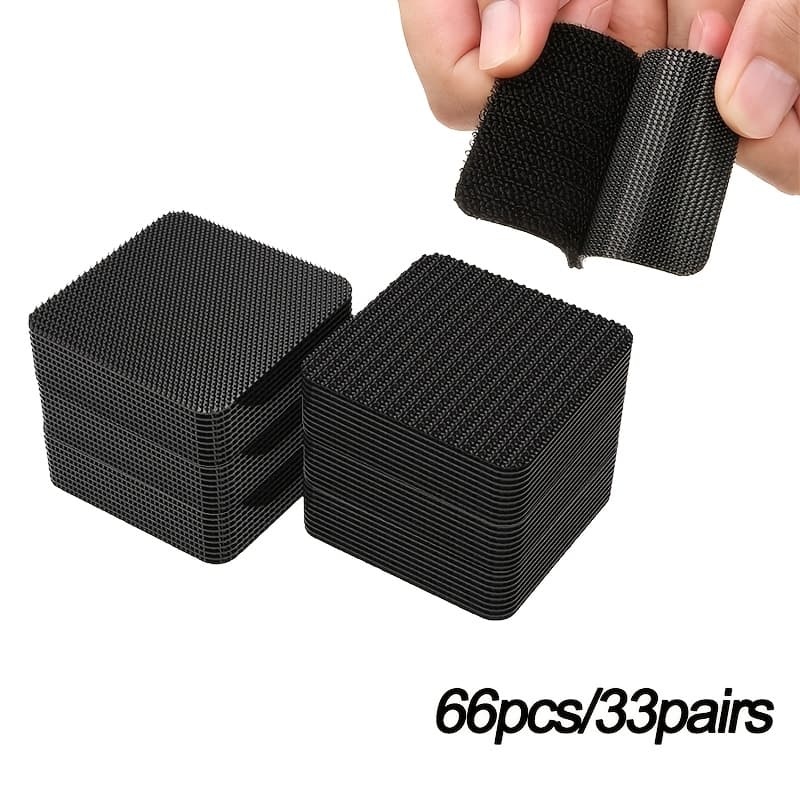 TEMU 66pcs Car Carpet Fastening Tape, Double-sided Adhesive Hook And Loop Anti-slip Mother-and-son Tape, For Securing Car Floor Mats And Household Flooring, Anti-slip Adhesive Tape Stickers, Secures