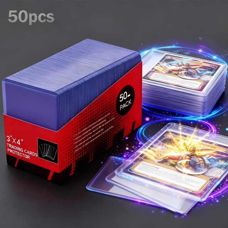 TEMU 50pcs Card Sleeve, 35pt Thick Pvc Card Protector, Sturdy Durable Scratch-resistant, For Card Collectors , Halloween Christmas Easter Gifts, Acid-free Protective