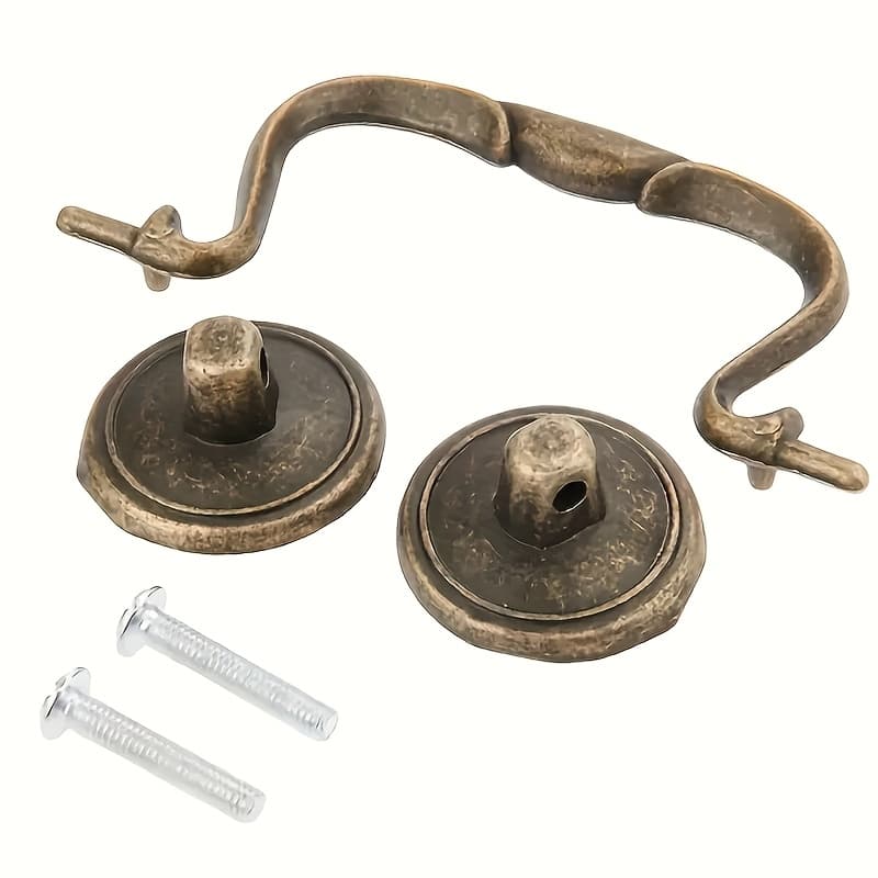 TEMU 1pc Antique Bronze Handle, Suitable For Wardrobe, Cabinet, Or Drawer Doors. Vintage Pull Alloy Knob Cabinet Drawer Wardrobe Door Furniture, Bail Drawer Pull Drop Swing Handles