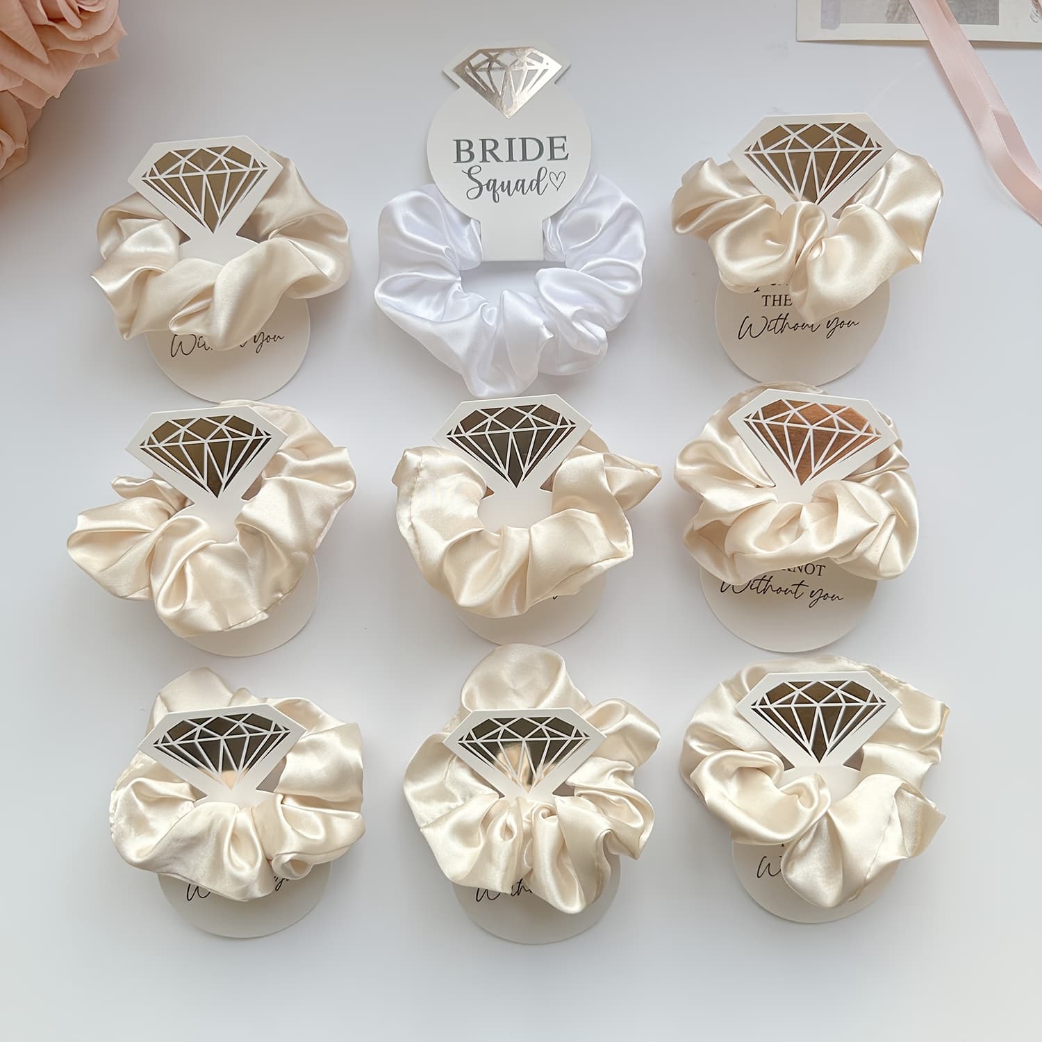 TEMU 9pcs Diamond Card Hair Ring Party Gift Multicolor Satin Ring Does Not Hurt Hair Single Party Proposal Gift Wedding Bridesmaid Gift Suitable For Women