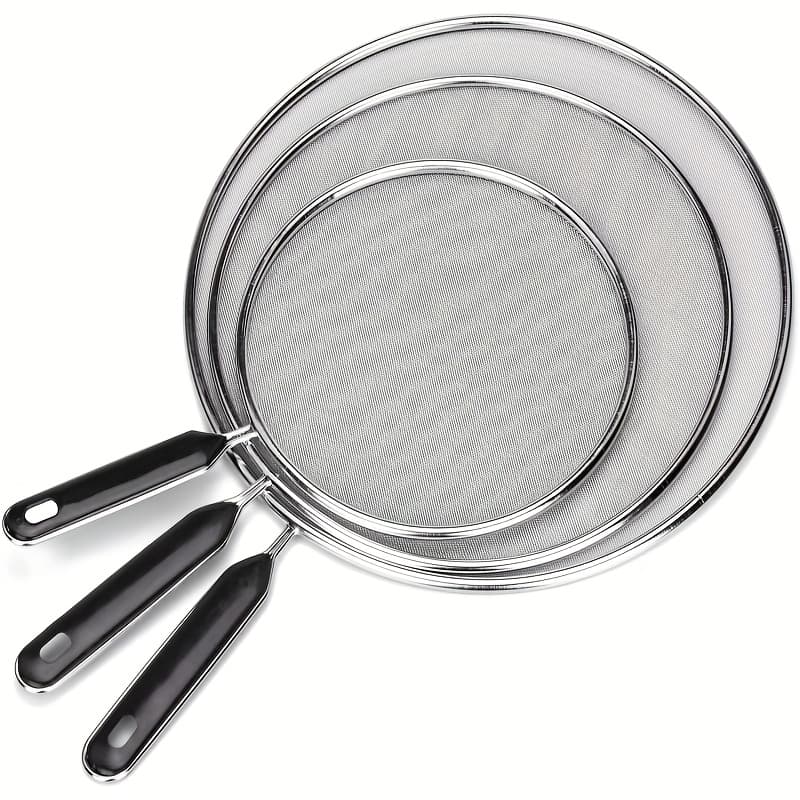 TEMU Wok Oil Screen Cover Stainless Steel Reinforced Anti-oil Explosion Cover Tpr Handle