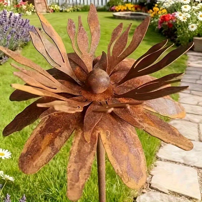 TEMU Vintage Metal Garden Stakes - Rustic Outdoor Decor Suitable For Flower Beds, Potted Plants, Yards, And Patios