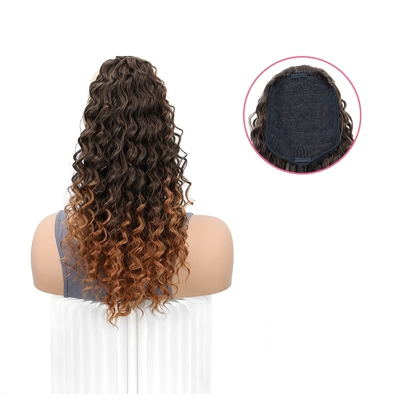 TEMU Synthetic Ponytail Long Afro Extension Fluffy Deep Curly Fashion Drawstring Ponytail Easy For Women