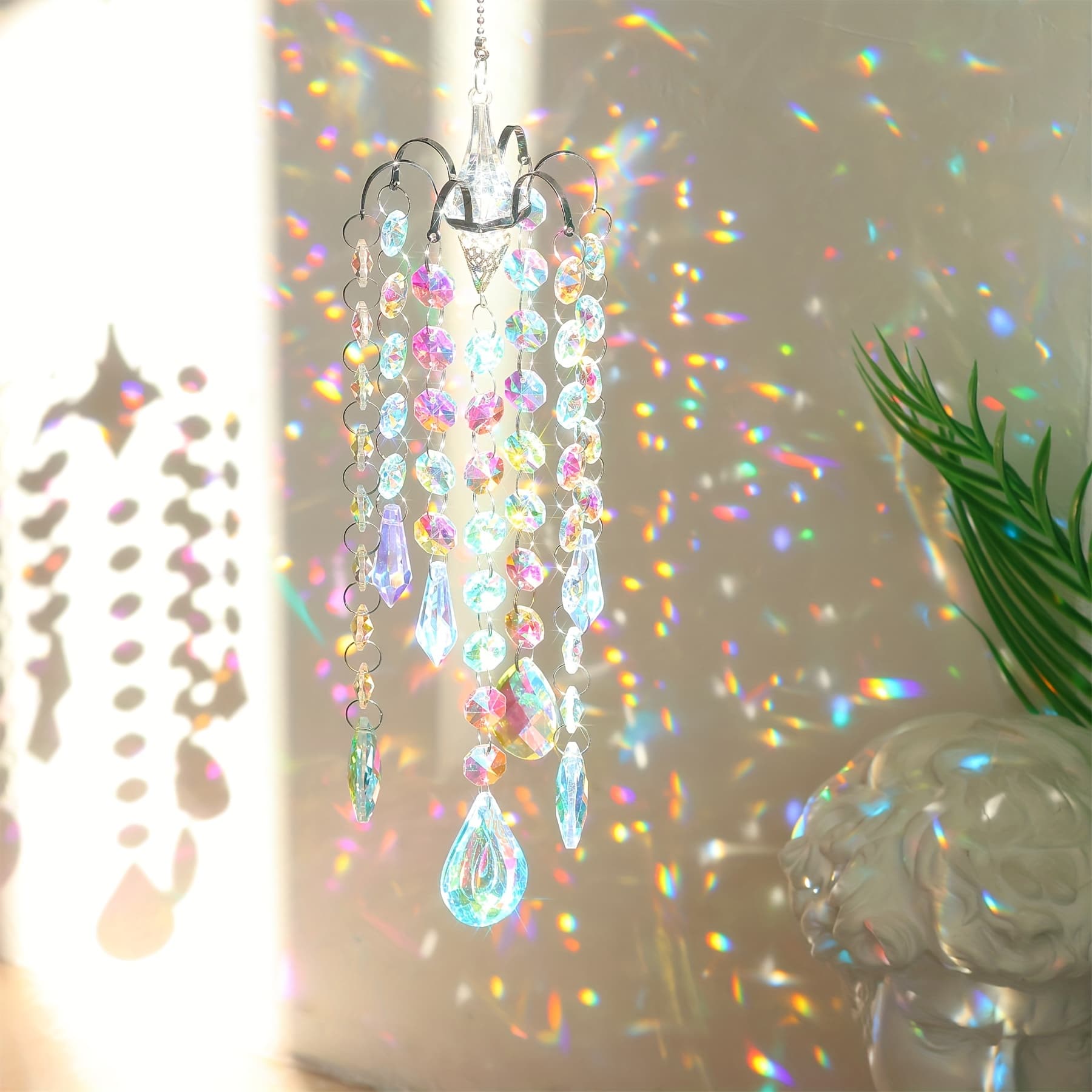 TEMU 1pc, Hanging Light Wind Chime Sun Catcher Suitable For Home Garden Window Car Hanging Pendant, Home Decor