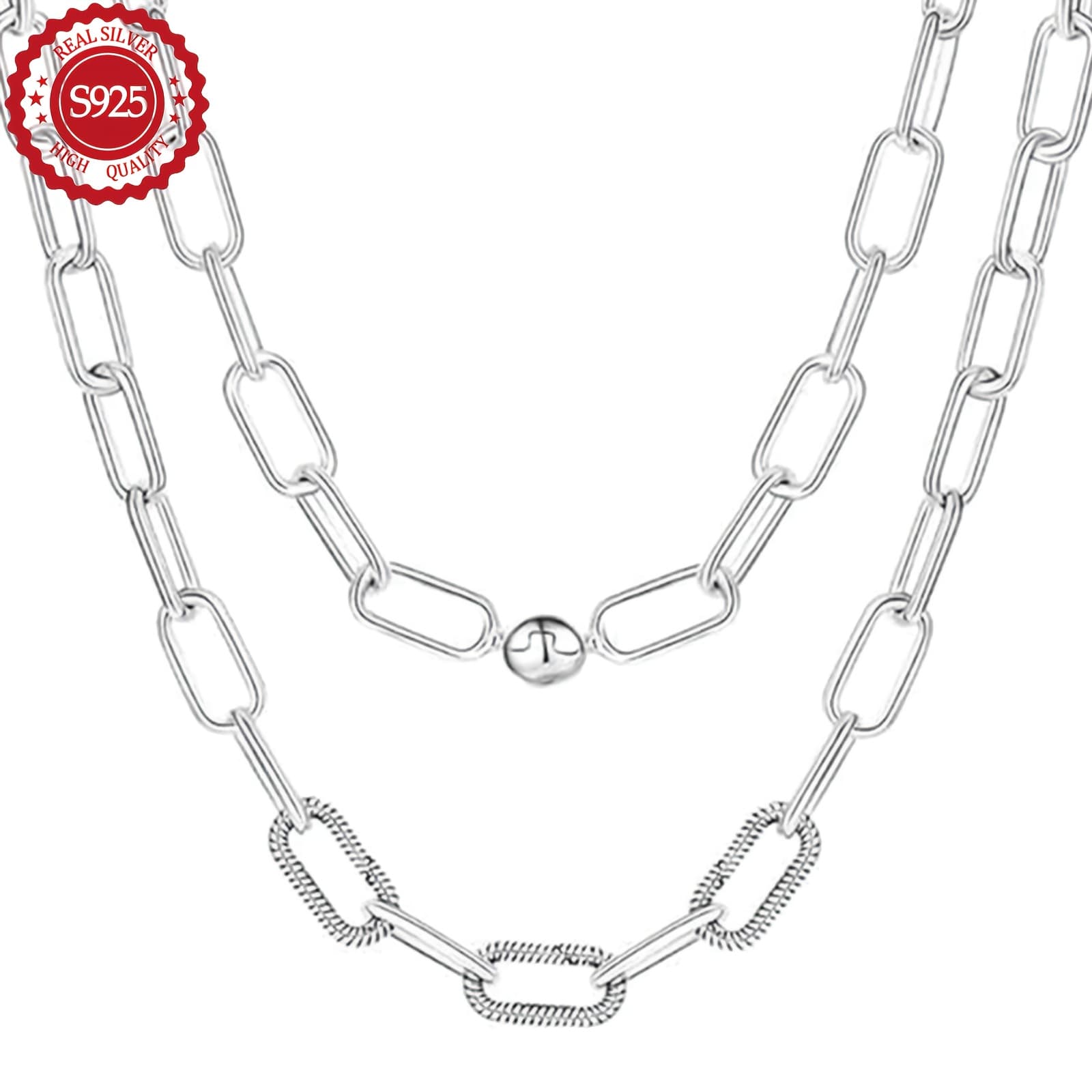 TEMU Ladies' 925 Sterling Silver Round Necklace, , Fashionable And Elegant, Easy And Elegant Fashion, Birthday, Engagement And Wedding, Gift Souvenir, Valentine's Day, , Christmas (gift Box Included)