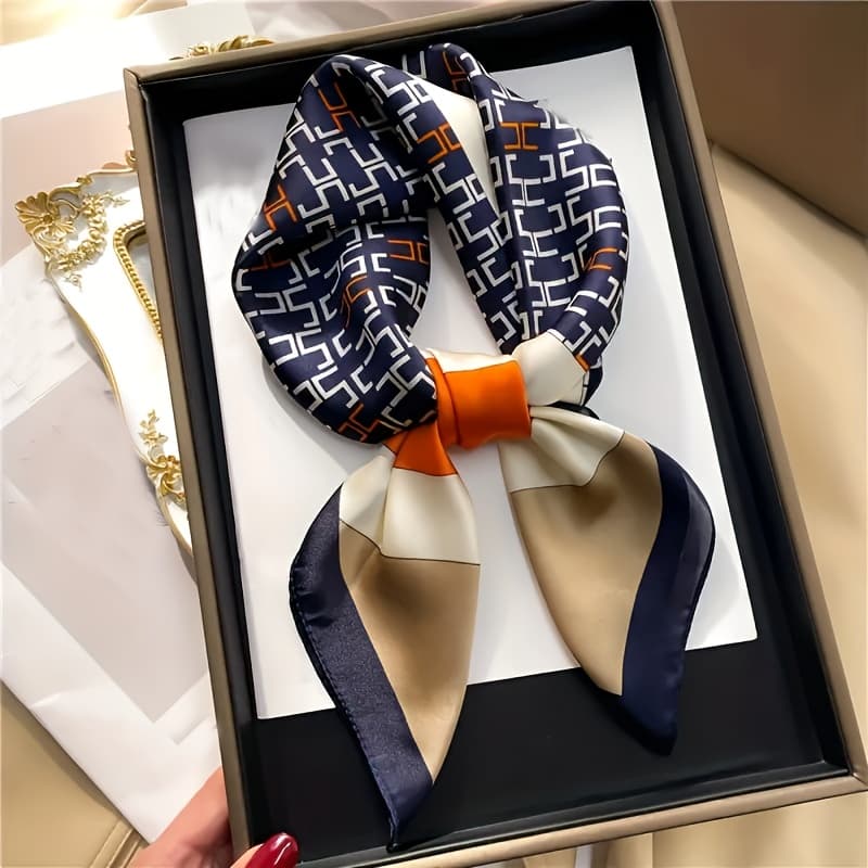 TEMU 27.56 Color Contrast Scarf, Thin Satin Women's Neck Wrap, Mature Style Headscarf