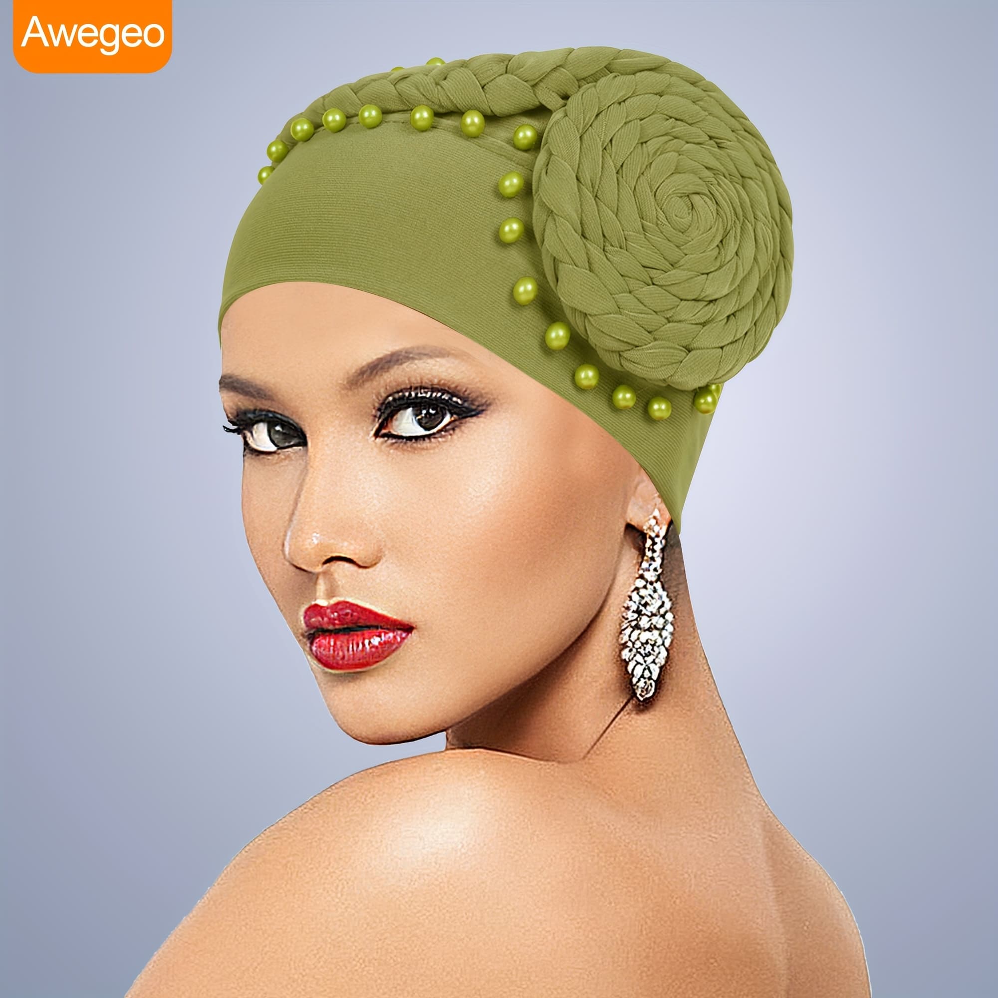 TEMU Handmade Plate Flower At Exaggerated Women's Elastic Headscarf Hats , Banquet Party Hats