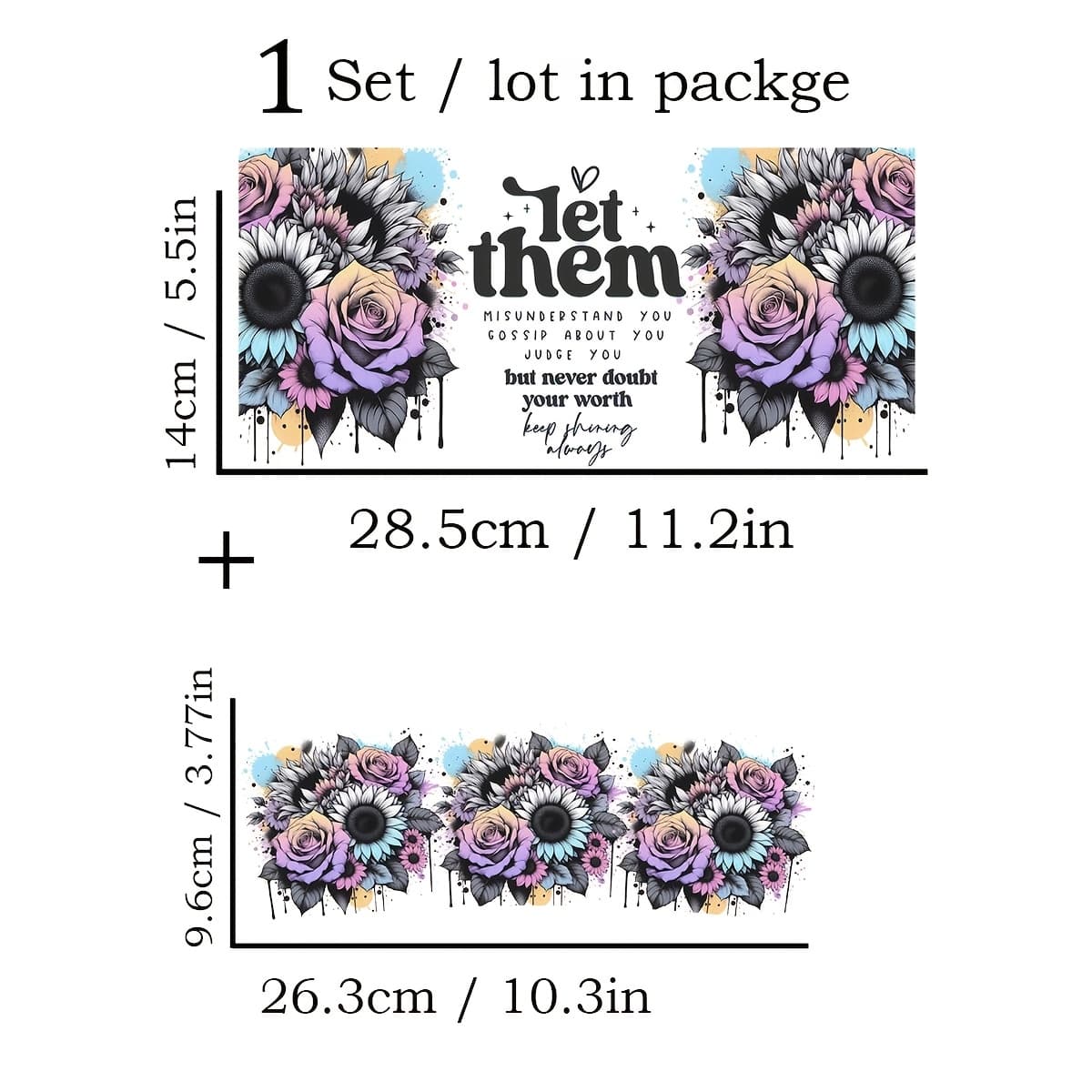 TEMU Uv Dtf Transfer Stickers - Self-adhesive Stickers Suitable For 40 Oz Glass Cups, Vacuum Cups, And Bottles - Craft Supplies, Positive Affirmation Quality Decal Set (cups Not Included)