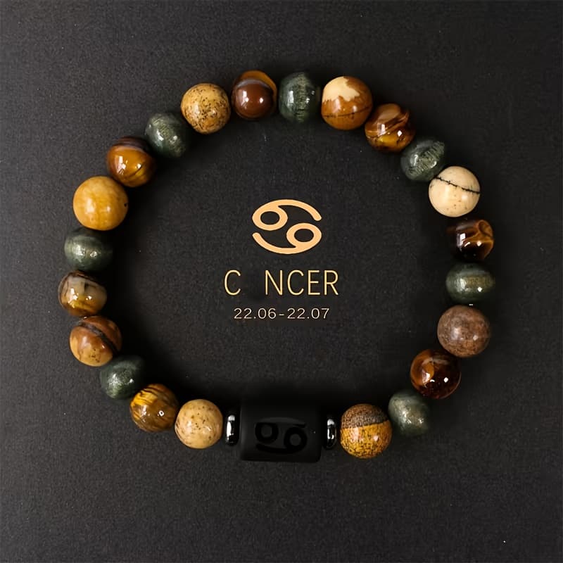 TEMU 1pc 12 Constellations Bracelet, Natural Stone Beaded Bracelet, Constellations Tiger Eye Stone Bracelet, Birthday Gift Valentines Day Gift Bracelet
