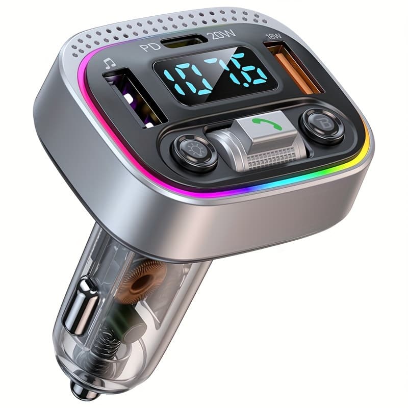 TEMU Fm Transmitter For Car 5.3 Adapter Car Type C Pd20w 2.4a Supports System For Car Supports Tf Card And Usb Stick