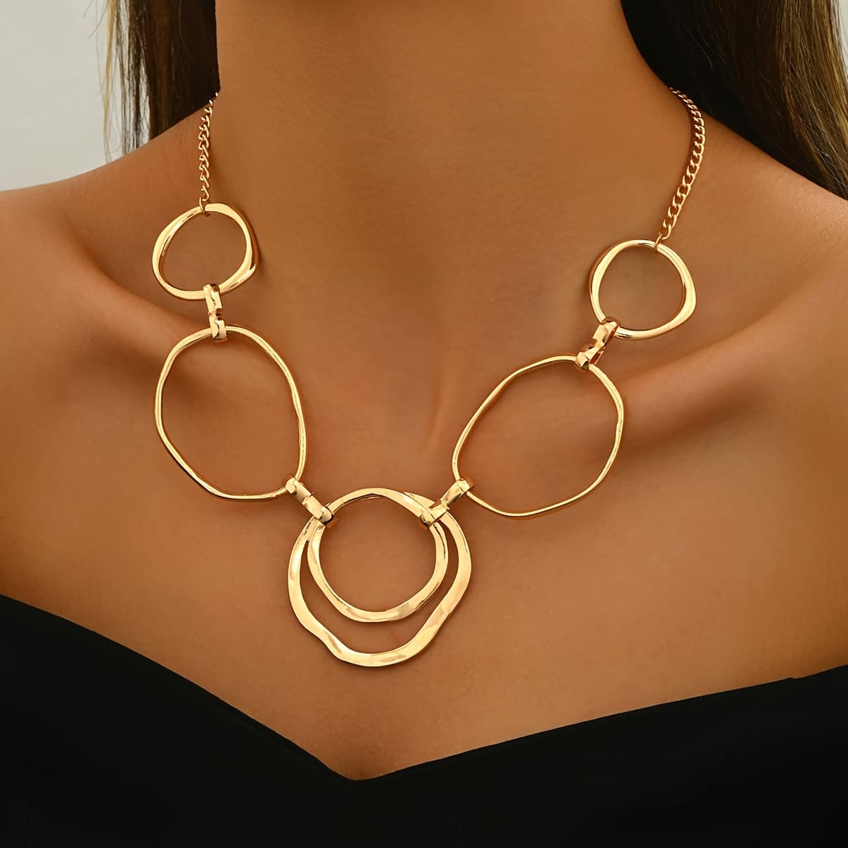 TEMU 1pc Elegant Vintage-inspiredopenwork Circle Pendant Necklace, Versatile For Party And Gift-, Jewelry