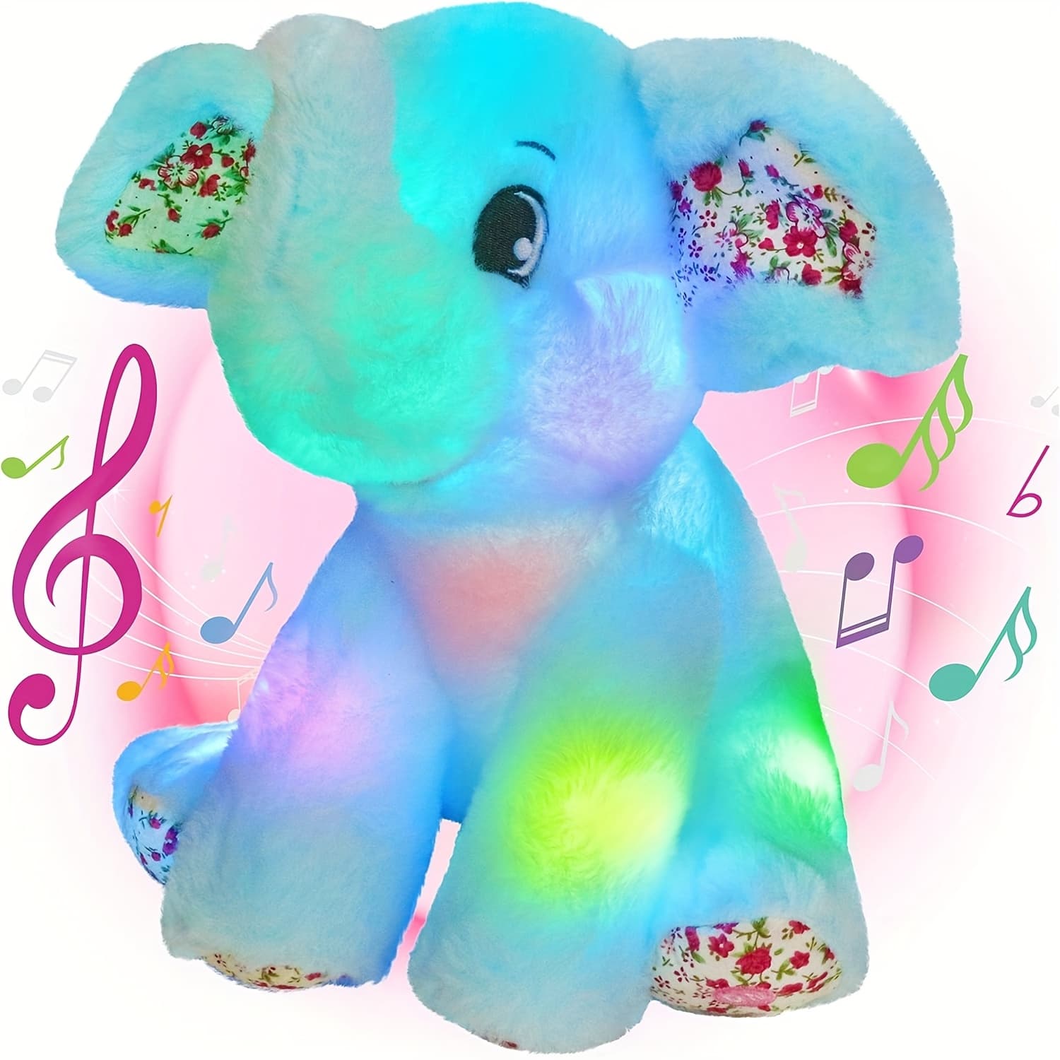 TEMU Musical Glowing Plush Toy, Soft Floppy Led Stuffed Animals Nightlight Companion For Kids, Birthday Gift For Toddlers, Adorable Playing Doll