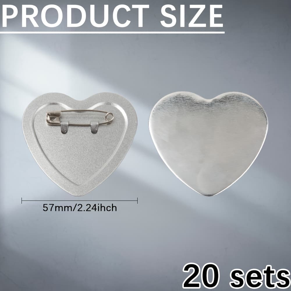 TEMU 20 Sets Heart Shaped Button Maker Supplies For Button Maker Machine, Blank Pins Heart Badge Parts With , Blank Paper