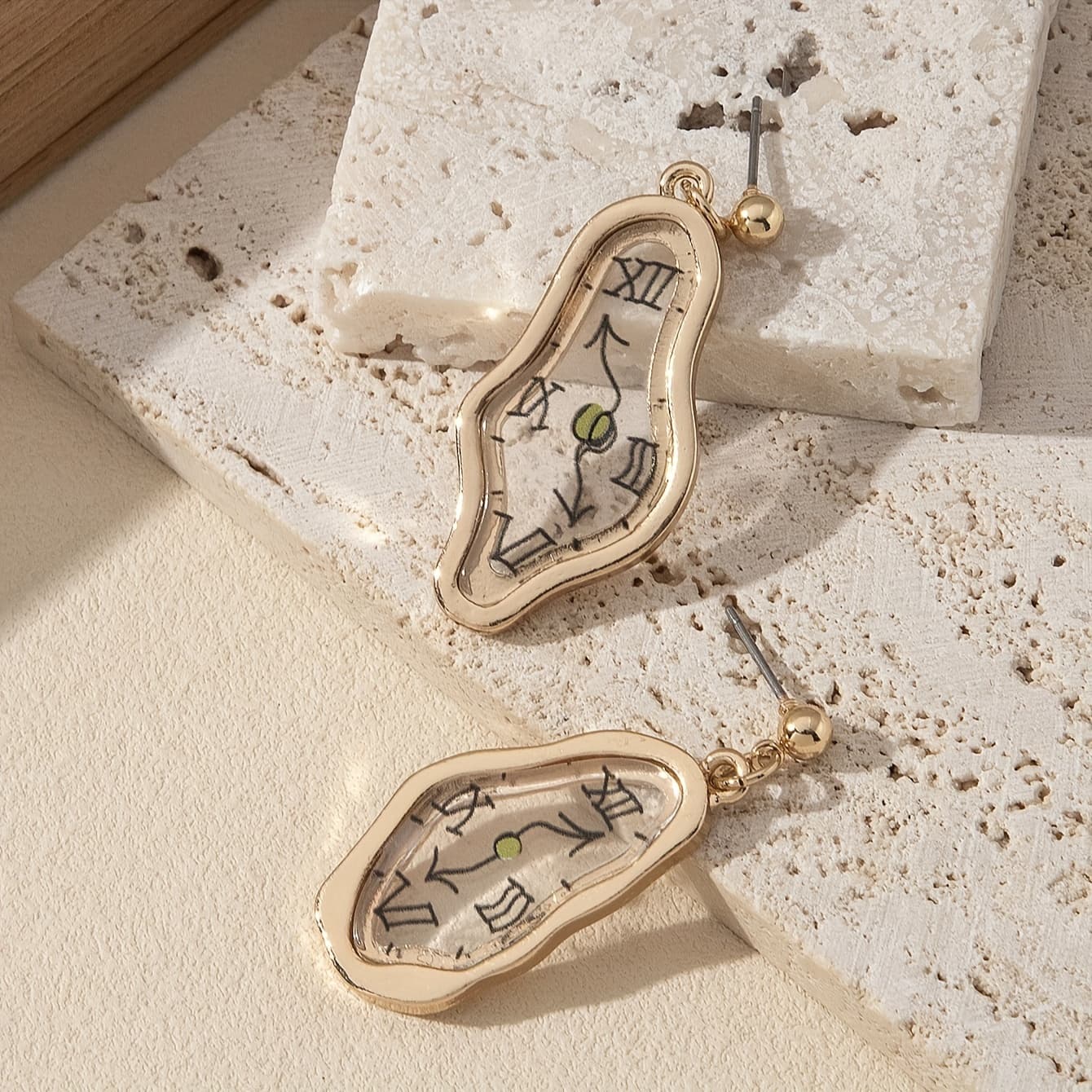 TEMU A Pair Of Fashionable Clock-inspired Handmade Earrings