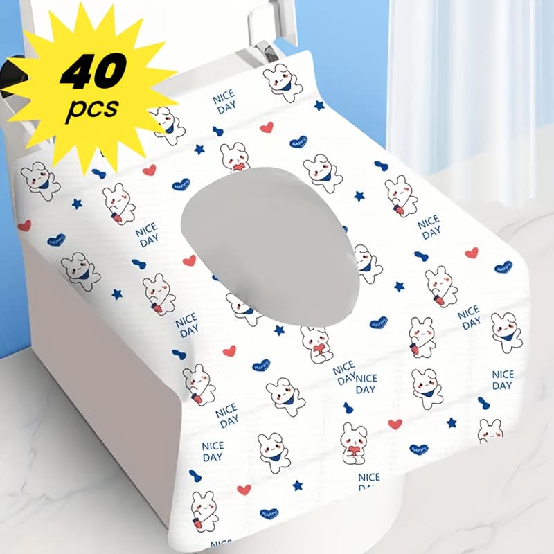 TEMU 5/ 20/ 40pcscartoon Rabbit Disposable Toilet Seat Cushion - Suitable For All Ages, Toilet Training, Travel And Public Toilet Use