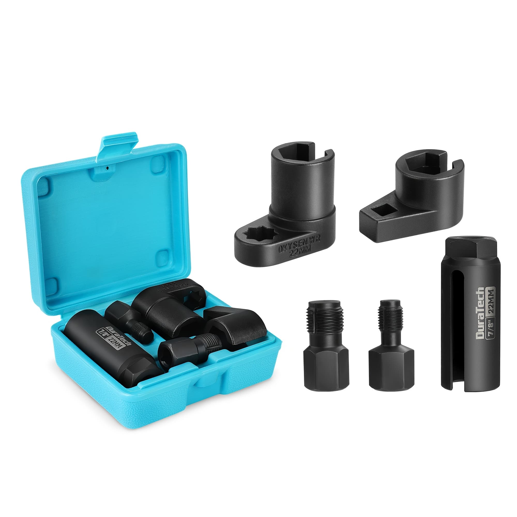TEMU Duratech 5pcs Set For Sensor Sockets, Featuring Thread , Designed For 3/8" And 1/2" Drives, And Includes A 7/8" (22mm) Tool For Removing Oxygen Sensors