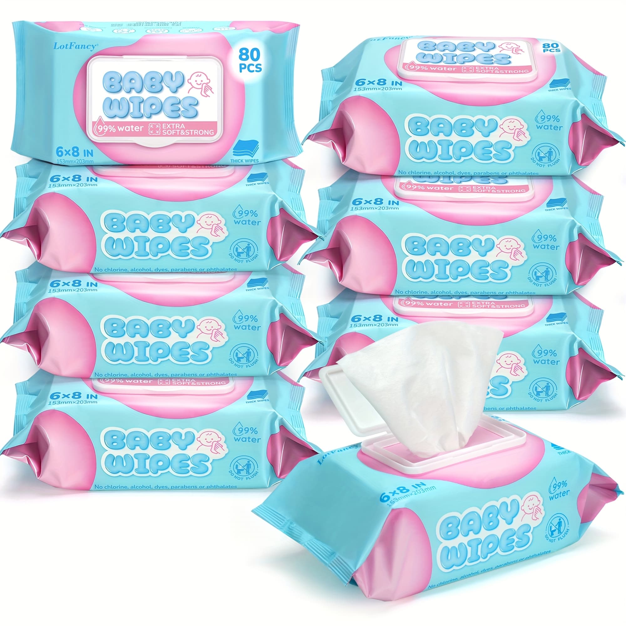 TEMU Pack Of 18, Sensitive Baby Wipes, Toddlers Children Infants Wet Wipes, Unscented, Hypoallergenic, 99% Water, 18 Packs ( 80 Wipes/pack, 1440 Wipes Total)