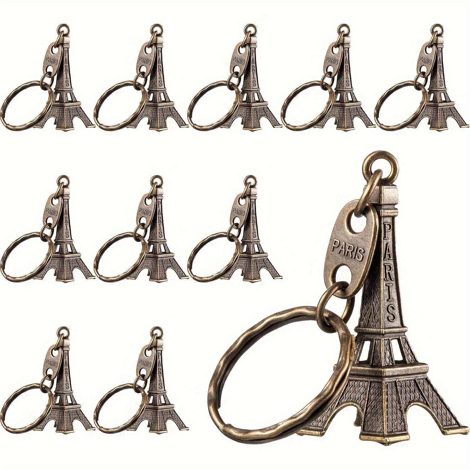 TEMU 10pcs Vintage Keychains, Retro Bronze Metal Alloy, Parisian Style French Souvenirs, Durable Travel Bag Charms, College Style