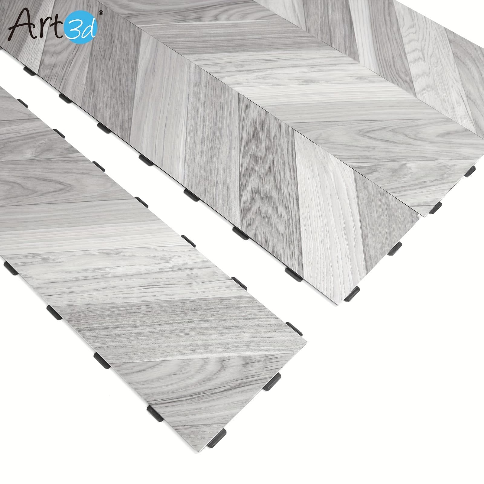 TEMU 18-piece 36"x6" Art3d Venice Ash Interlocking Luxury Vinyl Flooring Tile-wood Floor Plank For Kitchen Bathroom - Waterproof, Anti-slip, Wear-resistant, Reusable, Cover 27 Sq. Ft